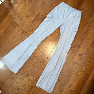 Urban Outfitters flared cargo cotton pants in washed sky blue (size S)